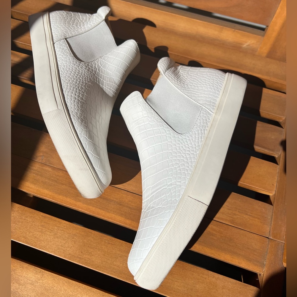 Coconuts Harlan White Vegan Leather Slip on High Top Sneaker, Size 8.5